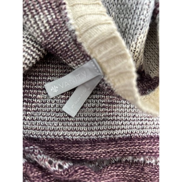 Vanity Purple Beige Semi Sheer Loose Knit Sweater Cardigan W Tassels Women’s L - Picture 9 of 15